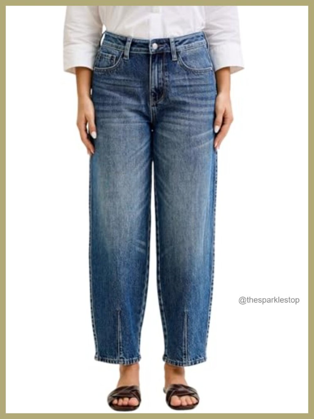 High Waisted Rigid Magic Barrel Jeans Dart Detailing Fitted 100% Cotton